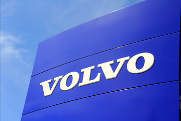 Image showing Sign Volvo against Blue Sky