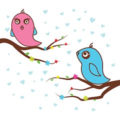 Image showing Birds in love. Vector illustration.