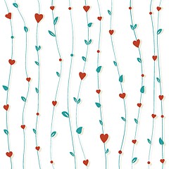 Image showing Abstract floral background with hearts and flowers