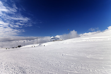 Image showing Ski slope in sunny day