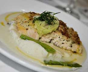 Image showing Salmon With Mashed Potatoes