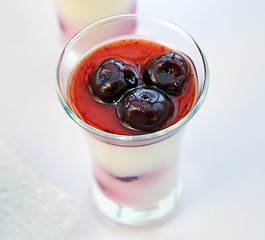 Image showing Dessert with cherries