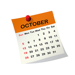 Image showing 2014 calendar for October.