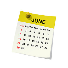 Image showing 2014 calendar for June.