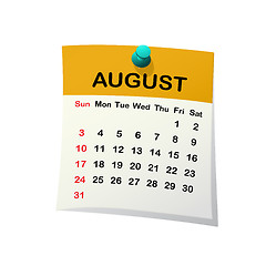 Image showing 2014 calendar for August.