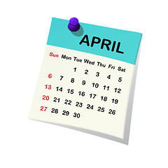 Image showing 2014 calendar for April.