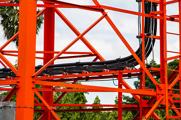 Image showing Mobile tower communication antennas close up