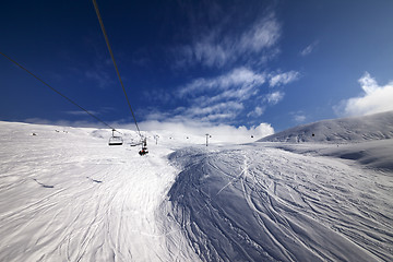Image showing Ropeway over ski slope