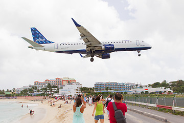 Image showing ST MARTIN, ANTILLES - JULY 19, 2013: JetBlue is the fastest grow