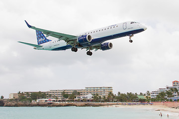 Image showing ST MARTIN, ANTILLES - JULY 19, 2013: JetBlue is the fastest grow