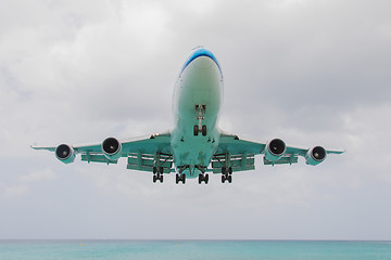 Image showing ST MARTIN, ANTILLES - JULY 19, 2013: Boeing 747 aircraft in is l