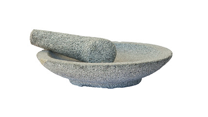 Image showing Stone mortar on white background