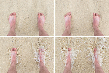 Image showing Feet standing still on a beach