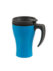 Image showing Blue thermos isolated