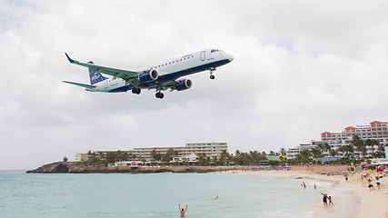 Image showing ST MARTIN, ANTILLES - JULY 19, 2013: JetBlue is the fastest grow