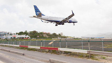 Image showing ST MARTIN, ANTILLES - JULY 19, 2013: JetBlue is the fastest grow