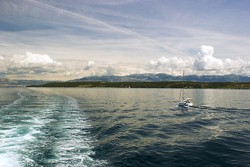 Image showing Adriatic seascape with ship trace