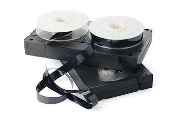 Image showing Two videotapes and reel