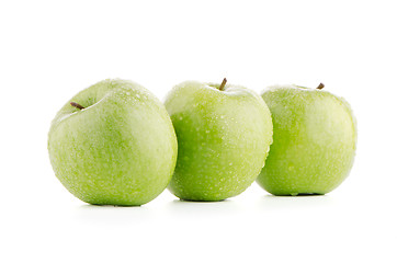 Image showing Three fresh green apples