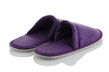 Image showing A pair of purple slippers