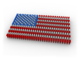 Image showing 3d, colored people shaping the US flag.