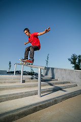 Image showing Skateboarder on a grind