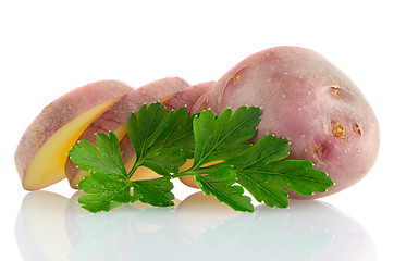 Image showing Red sliced potatoes