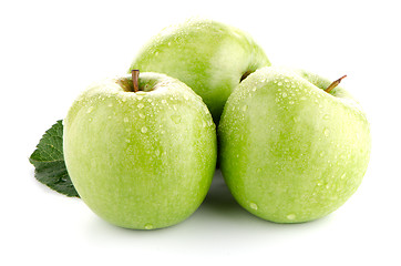 Image showing Three fresh green apples