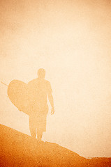 Image showing Surfer with board silhouette