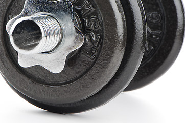 Image showing Dumbbell weight closeup