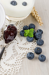 Image showing Yogurt with fresh blueberries