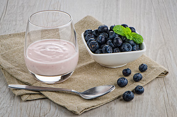 Image showing Yogurt with fresh blueberries