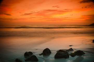 Image showing Sunset on a beach