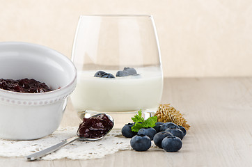 Image showing Yogurt with fresh blueberries