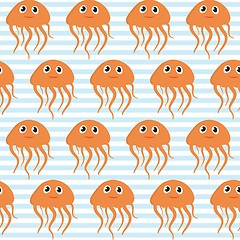 Image showing Seamless pattern with octopus and ramp. Easy editable.