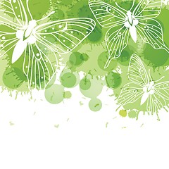 Image showing Beautiful vector background with butterflies and green spots