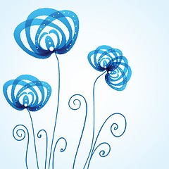 Image showing Blue floral background with abstract flowers