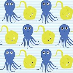 Image showing Seamless pattern with octopus and ramp. Easy editable.