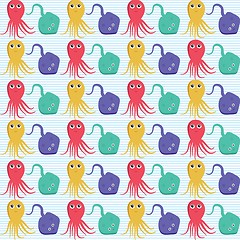 Image showing Seamless pattern with octopus and ramp. Easy editable.