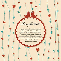 Image showing Abstract floral background with hearts and flowers