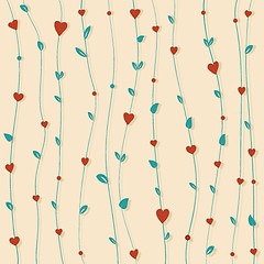 Image showing Abstract floral background with hearts and flowers