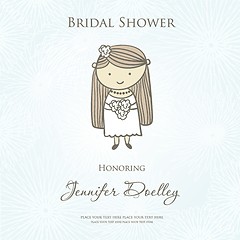 Image showing Bridal shower or wedding invitation with cute cartoon bride.