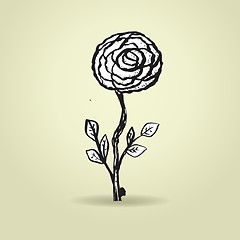 Image showing Hand drawn ink rose flower on grunge beige background.