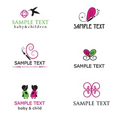 Image showing Baby and children icons in bright colors