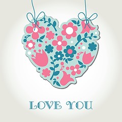 Image showing Love greetings card with floral heart