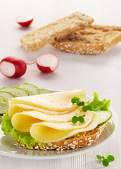 Image showing bread with cheese and vegetables