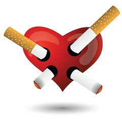 Image showing red heart and cigarettes