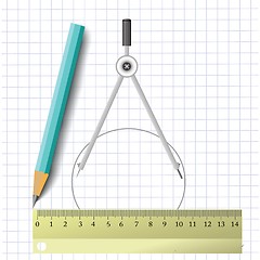 Image showing compass and pencil