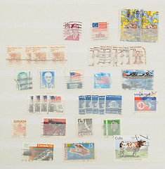 Image showing Collection of old American stamps