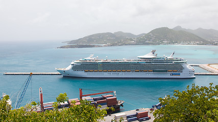 Image showing ST MARTIN, ANTILLES - JULY 18, 2013: Cruise ship Freedom of the 